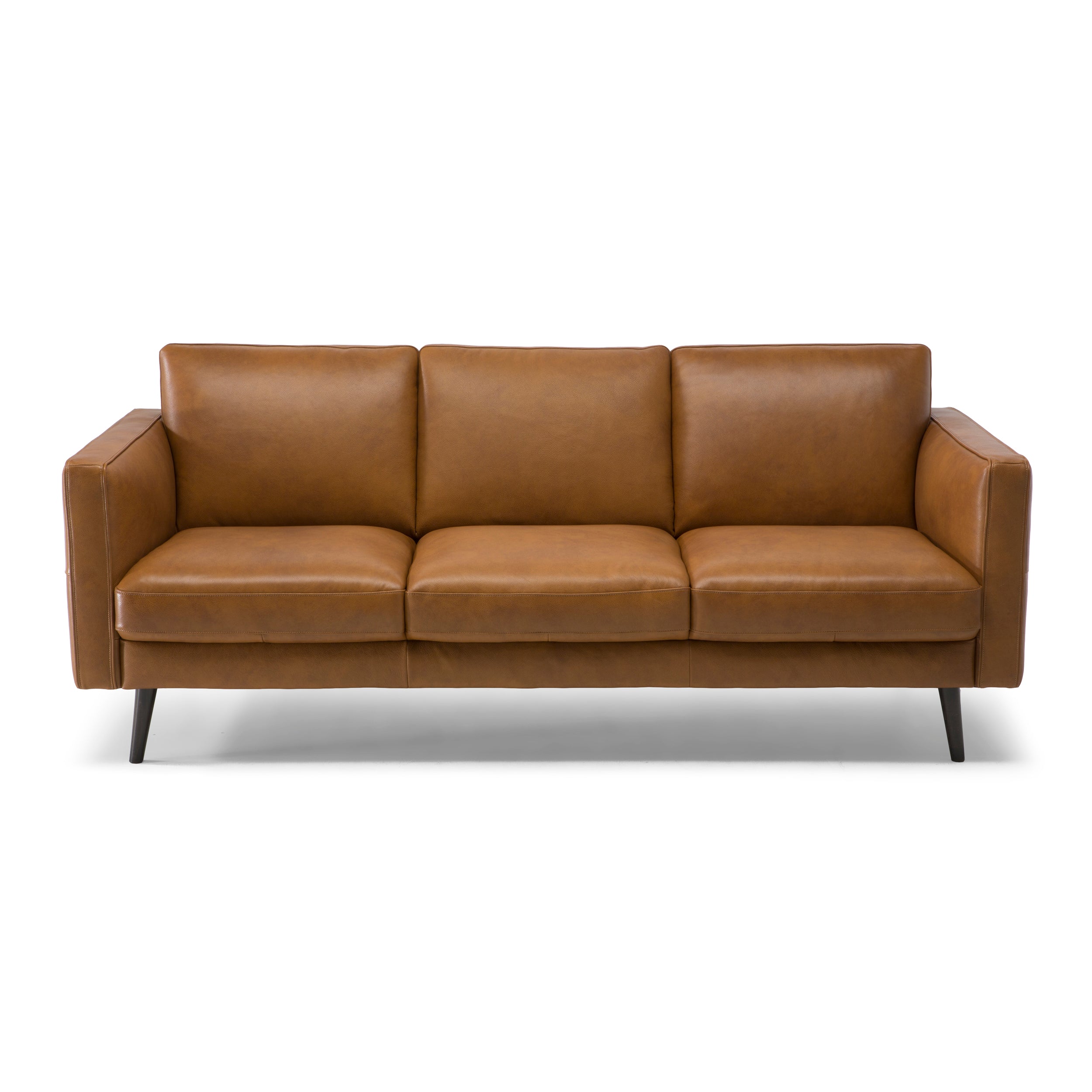 DESTREZZA THREE SEAT LEATHER SOFA BRANDY