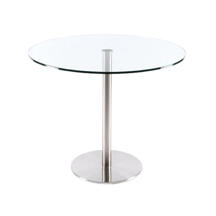 36″ ROUND GLASS TABLE (CHROME BASE)