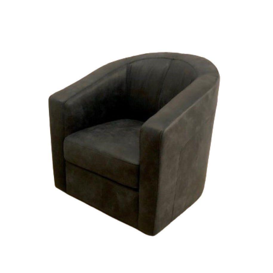 BYRON BLACK LEATHER SWIVEL CHAIR BY CORIUM ITALIA