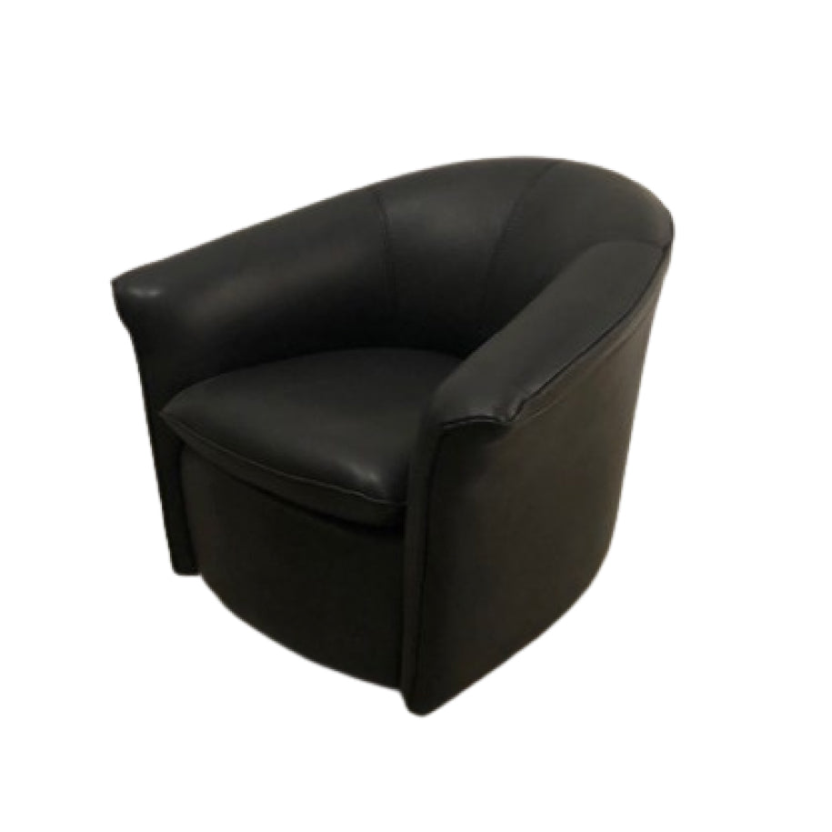 SCOOP BLACK LEATHER SWIVEL CHAIR BY CORIUM ITALIA