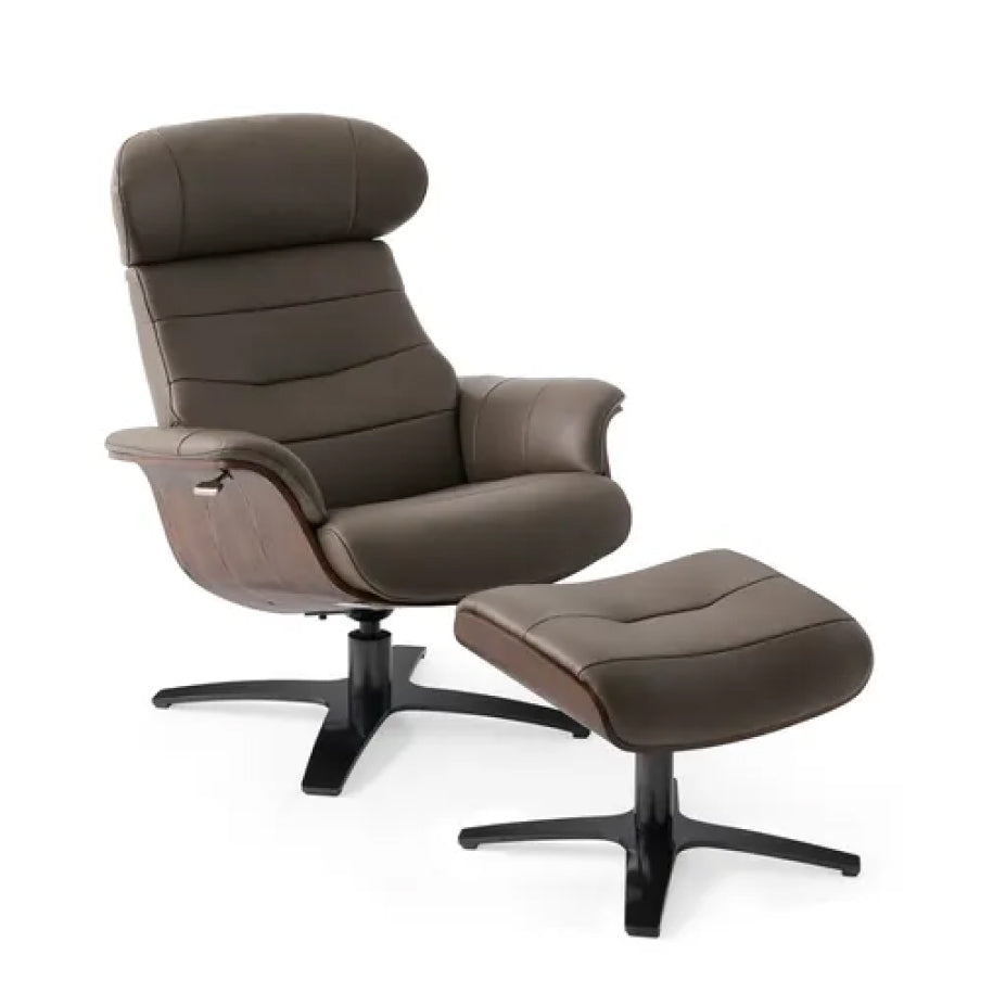 HUMBER LEATHER RECLINER AND OTTOMAN