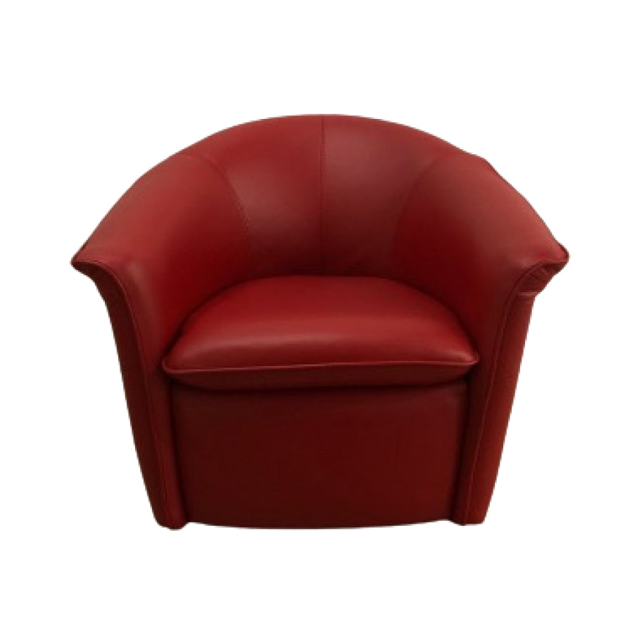 SCOOP RED LEATHER SWIVEL CHAIR BY CORIUM ITALIA