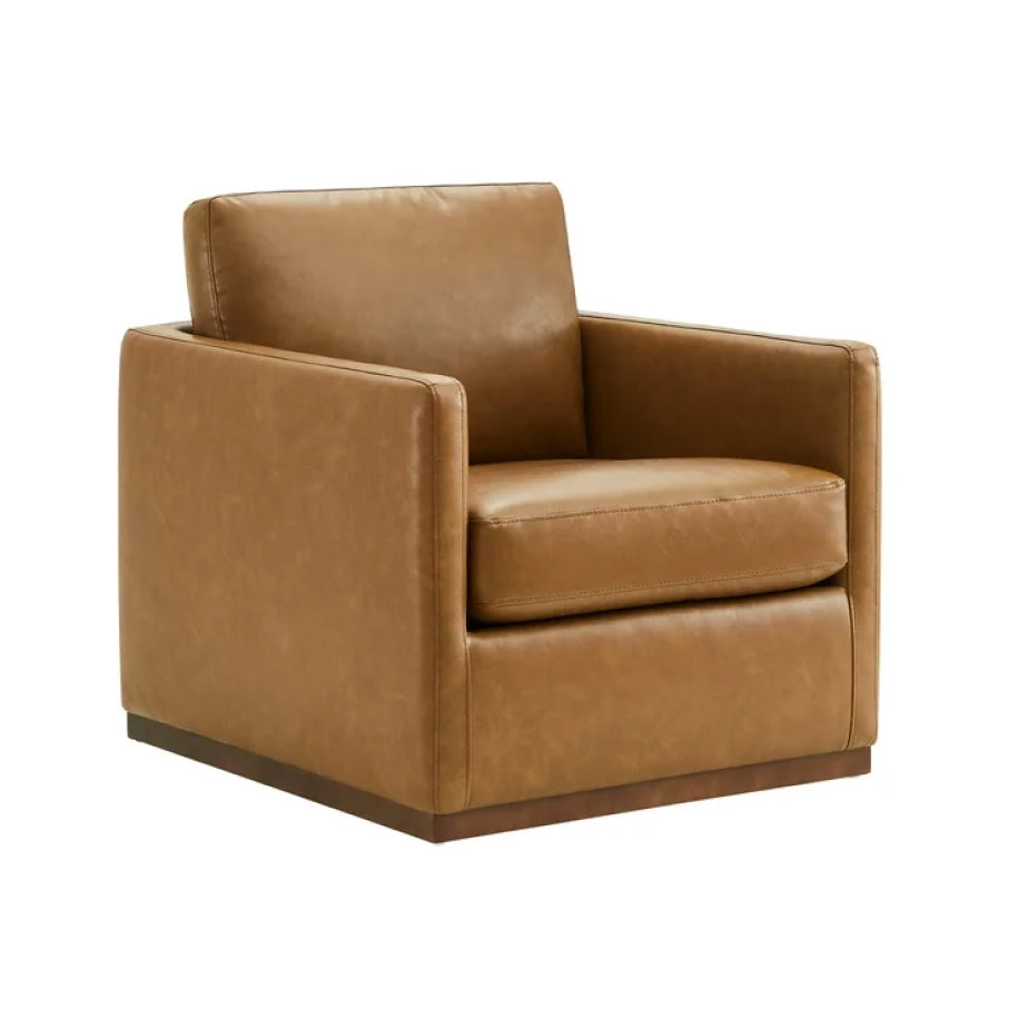 JOHNNY LEATHER SWIVEL ACCENT CHAIR