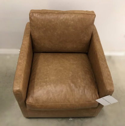 JOHNNY LEATHER SWIVEL ACCENT CHAIR