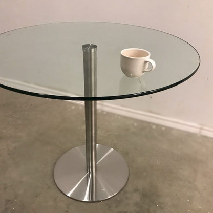 36″ ROUND GLASS TABLE (CHROME BASE)